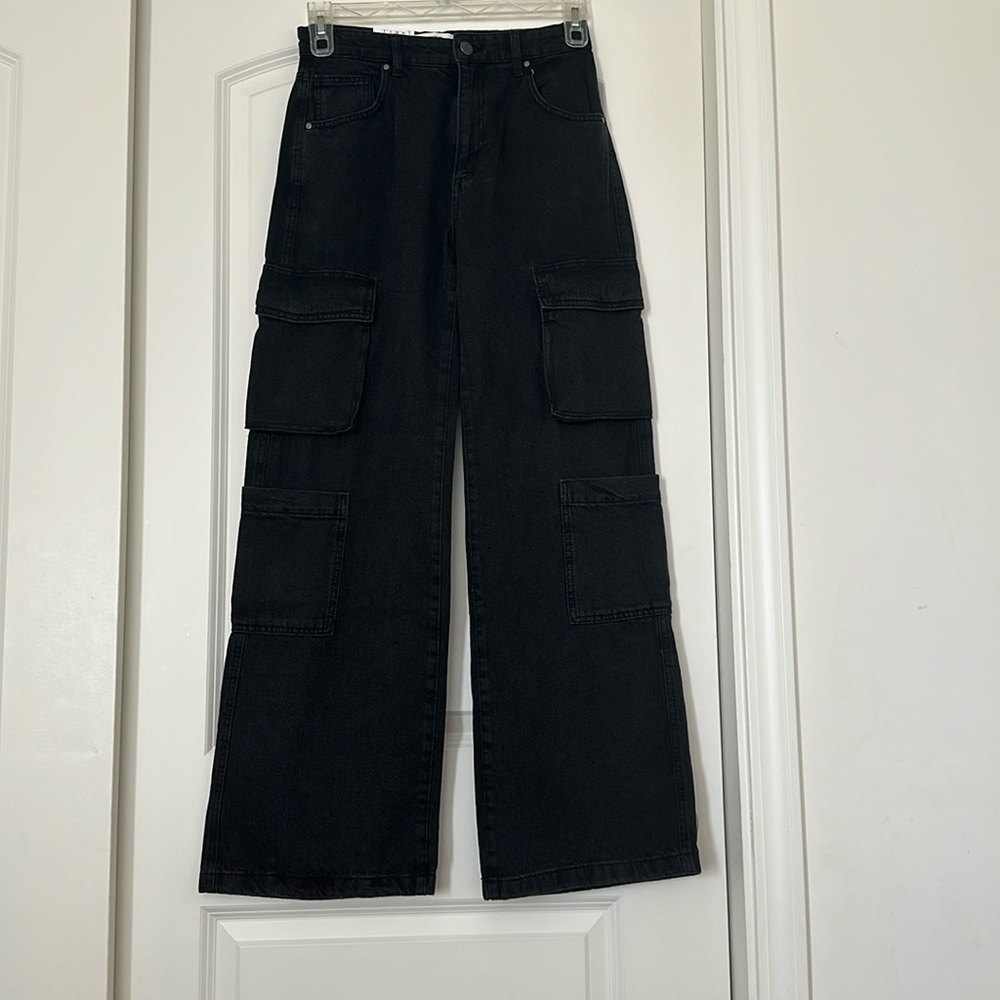 WOMENS BLACK CARGO JEANS